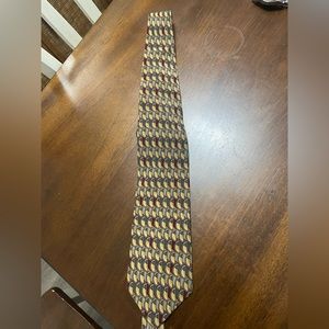 J. Garcia Silk Tie Yellow Green Brown Abstract Art Deco Men Necktie 59 x 3.75